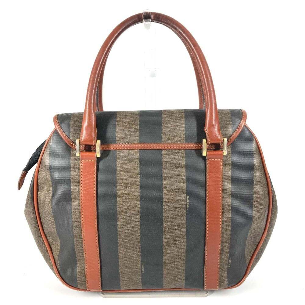 FENDI Vintage Logo Pecan Tote Bag, Flap Handbag, Leather, Men's & Women's, Khaki - Picture 2 of 16